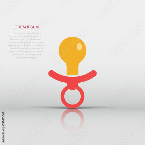 Vector baby pacifier icon in flat style. Child toy nipple sign illustration pictogram. Pacifier business concept.