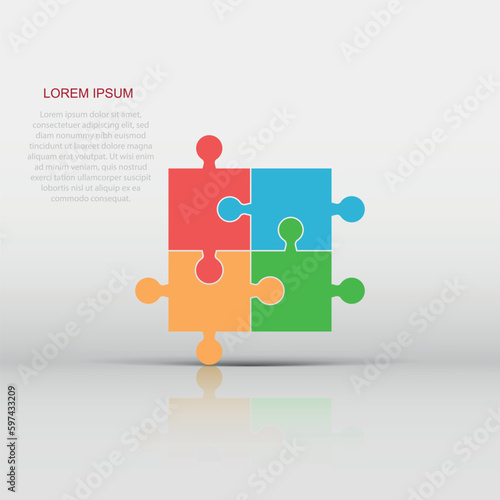 Colorful jigsaw puzzle vector. Flat illustration. Puzzle game.