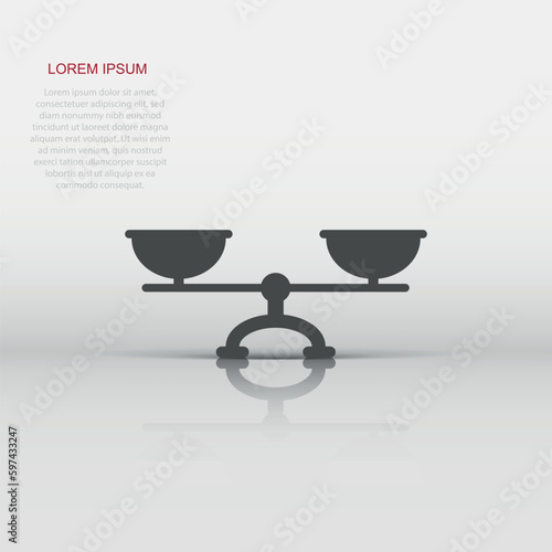 Vector scale weigher icon in flat style. Weigher sign illustration pictogram. Balance business concept.