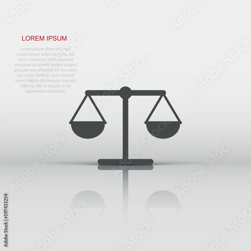 Vector scale weigher icon in flat style. Weigher sign illustration pictogram. Balance business concept.