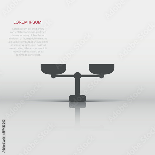 Vector scale weigher icon in flat style. Weigher sign illustration pictogram. Balance business concept.