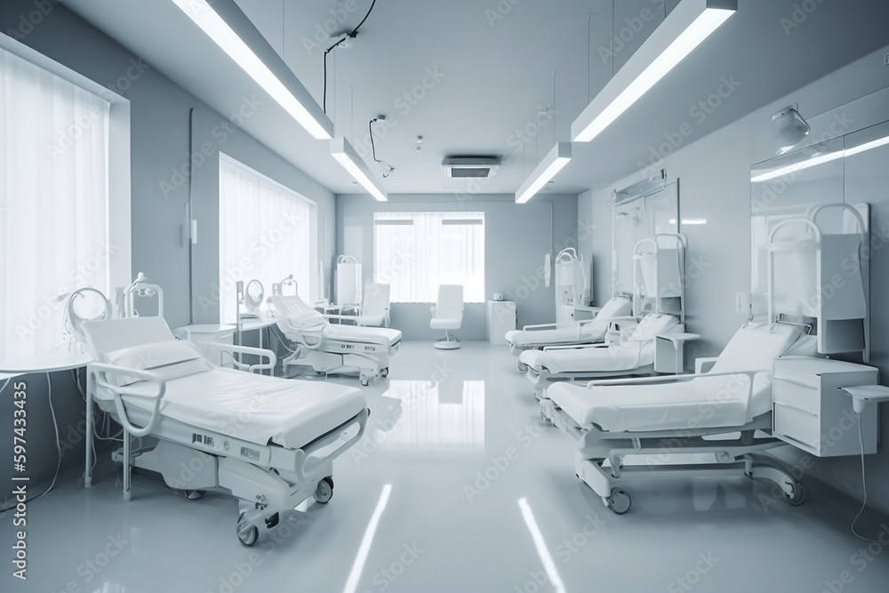 emergency room in a modern hospital, created by a neural network ...