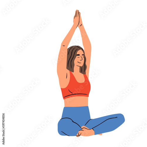 Femme qui fait du yoga, sport à la maison