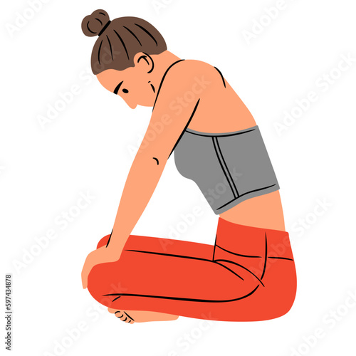 Femme qui fait un √©tirement de yoga √† la maison
