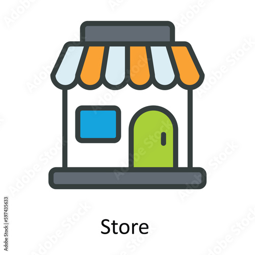 Store  Vector  Fill outline Icons. Simple stock illustration stock