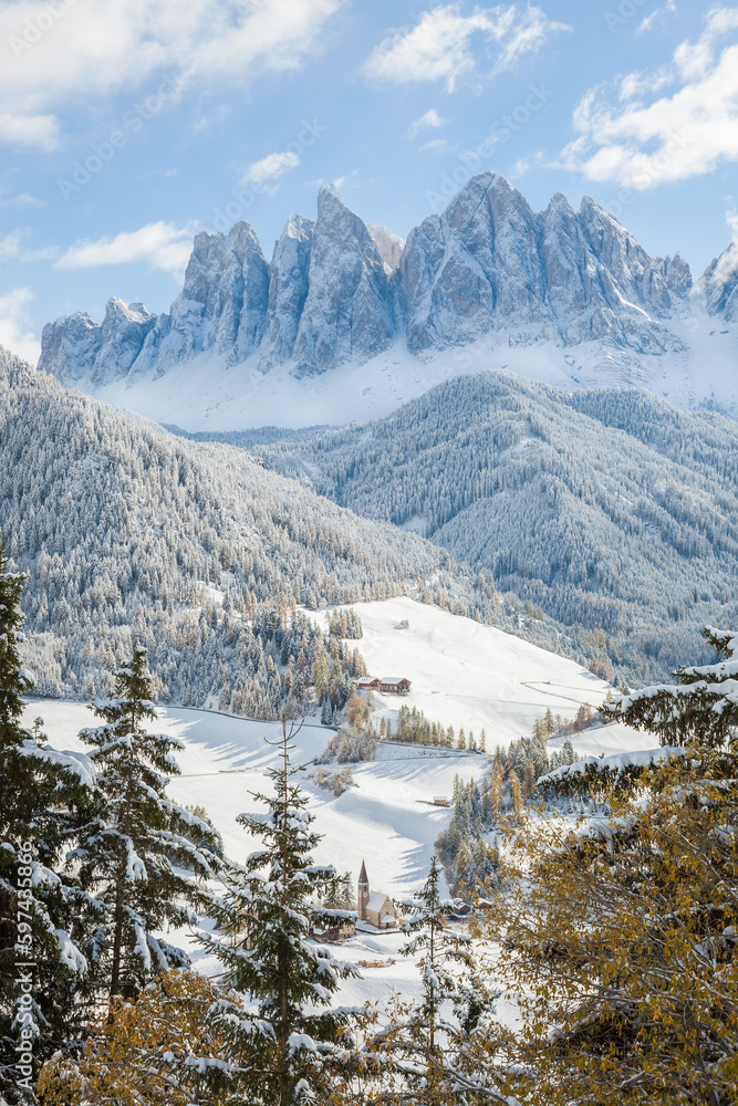 Winter, Val di Funes, Dolomites mountains, Trentino-Alto Adige, South Tirol, Italy