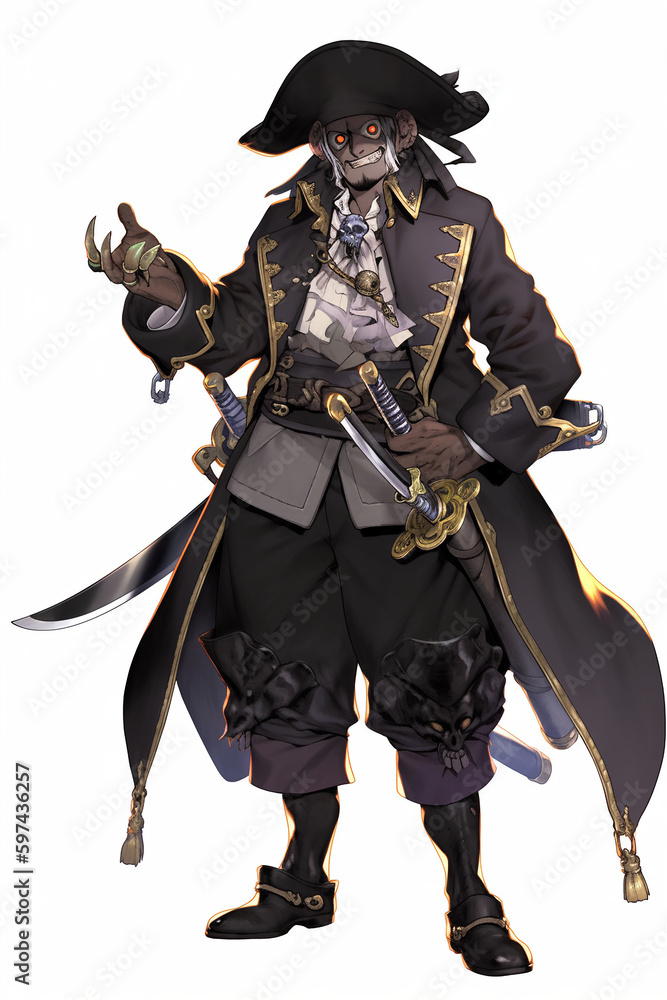 Naklejka premium 海賊の男性キャラクターの全身イラスト(AI generated image)