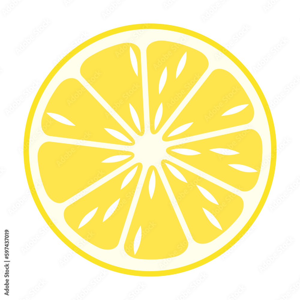 Lemon icon. Vector illustration of lemon slice isolated on white background. Lemon icon. Vector illustration of lemon slice isolated on white background.