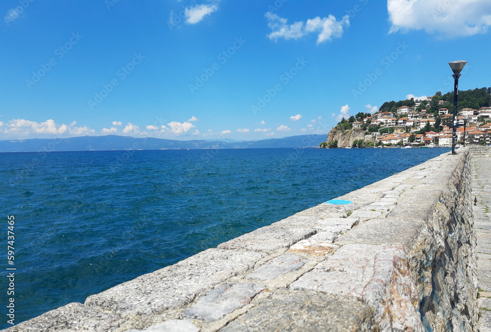 Ohrid Lake in bright summer day, Macedonia
