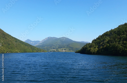 banks of river Drina with cloudy sky © Jana