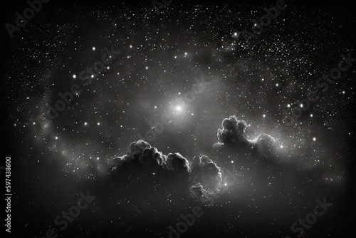 monochromatic night sky with stars and clouds. Generative AI