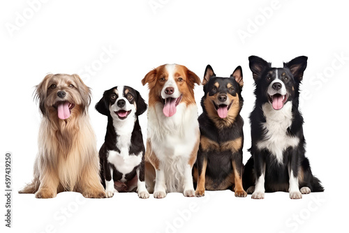  group of dogs stick out tongue