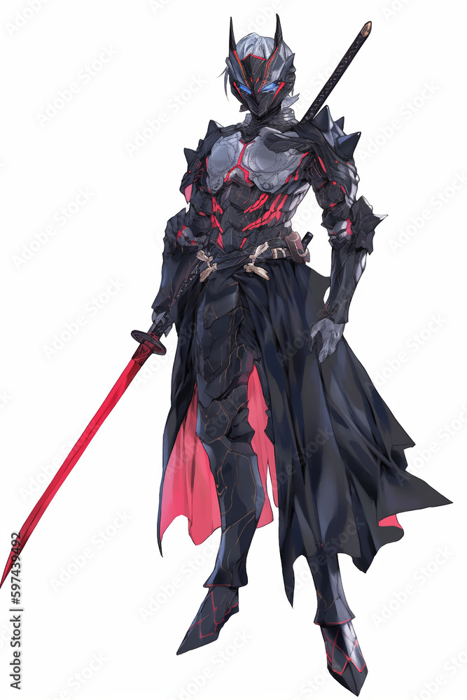 バーサーカーの男性キャラクターの全身イラスト(AI generated image)