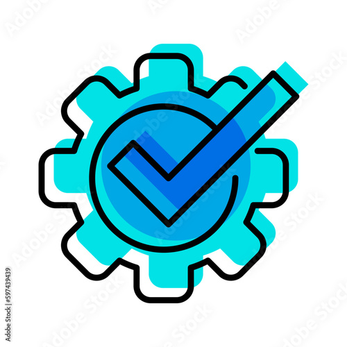 work correction check machine industry blue thin line icon outline