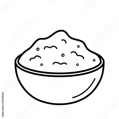 Guacamole. Mexican avocado and spice sauce. Doodle sketch style. Vector illustration isolated on white background.