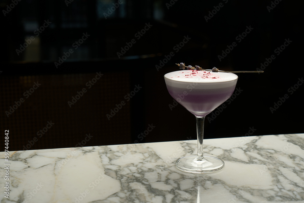 Classic cocktail glass table in night club restaurant