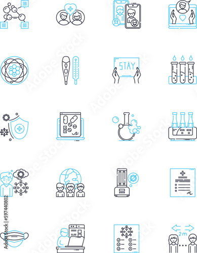 Microorganisms linear icons set. acteria, virus, fungi, parasites, protozoa, algae, mold line vector and concept signs. yeast, microbiome, microbiota outline illustrations
