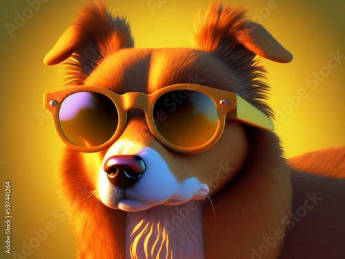dog with a sunglasses made by ai generatve
