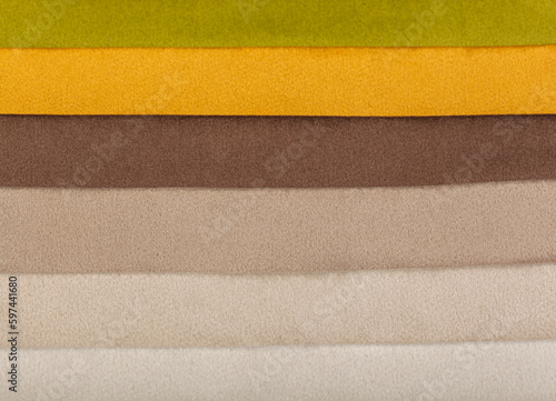 Different samples of velvet fabric