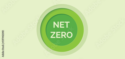 Net zero vertical green  paper cut style banner. The goal is to reduce CO2 emissions and greenhouse gases. Eco-concept. Vector illustration