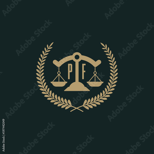 PF initials for law firm logo icon design vector image