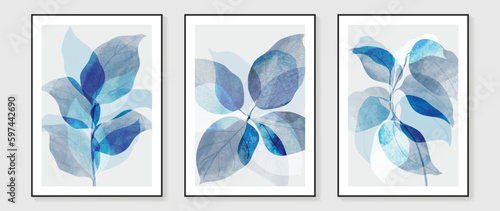 Botanical wall art vector set. Water color boho foliage line art drawing with abstract shape. Abstract Plant Art design for print, cover, wallpaper, Minimal and natural wall art.
