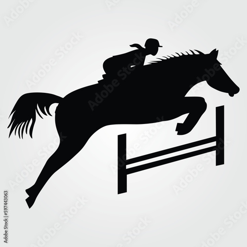 Horses Silhouette, Horse Racing, Horse Riding Equine Equestrian Race, Outline Horse Rider Vector Jockey Pony	