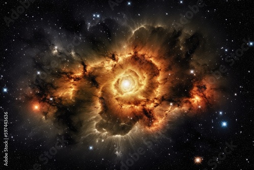 massive star shining brightly in the night sky. Generative AI photo