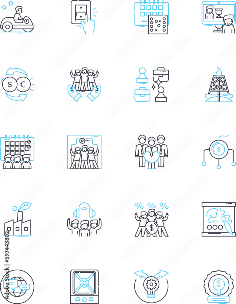 Across borders linear icons set. Diversity, Globalization, Exchange, Culture, Migration, Immigration, Humanity line vector and concept signs. Emigration,Customs,Identity outline illustrations