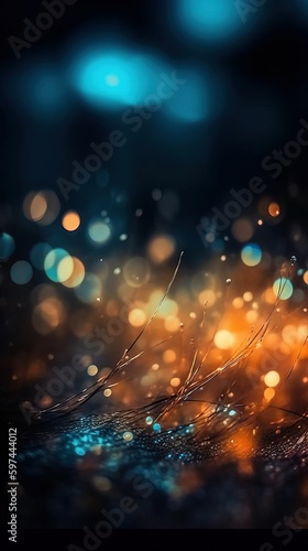 Beautiful abstract image of nebulous macro with glowing light  cellular level size  Generative Ai