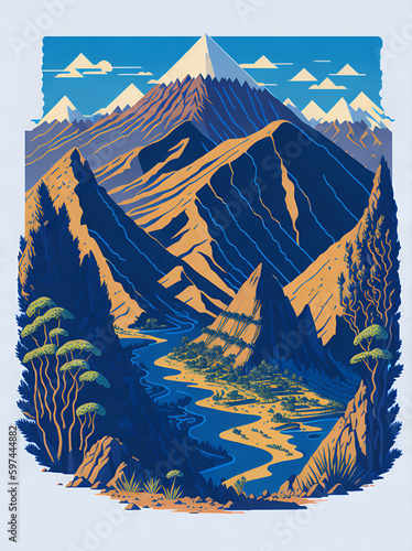 Sacred valley landscape. AI generated illustration