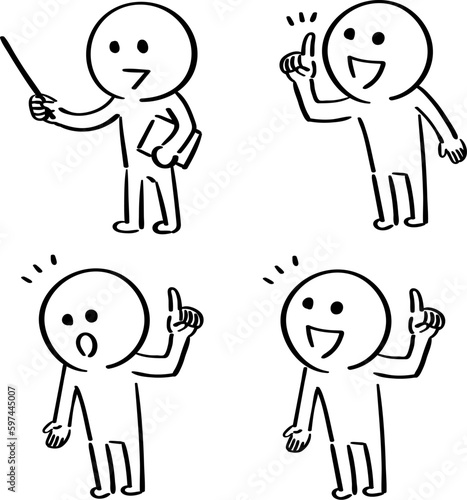 様々なジェスチャーの棒人間セット