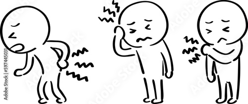腰、頭、肩が痛い棒人間セット