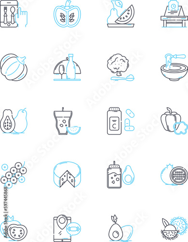 Lunchette linear icons set. Sandwiches, Burgers, Salads, Wraps, Paninis, Soups, Quesadillas line vector and concept signs. Tacos,Burritos,Pizza outline illustrations