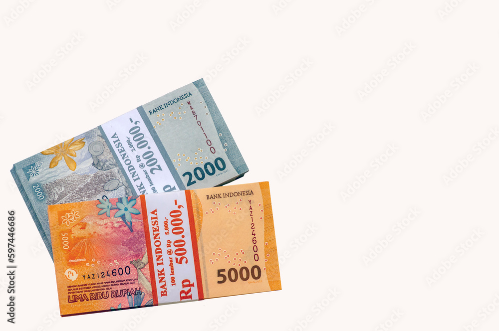 Indonesian money currency, Rupiah, isolated on white background Indonesian money currency, Rupiah, isolated on white background