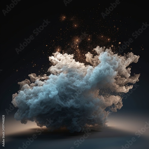 Explosion of smoke on a black background.