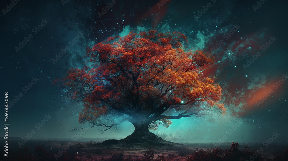 Wallpaper - tree in the sky with stars / (design by AI & A86) Wallpaper - tree in the sky with stars / (design by AI & A86)