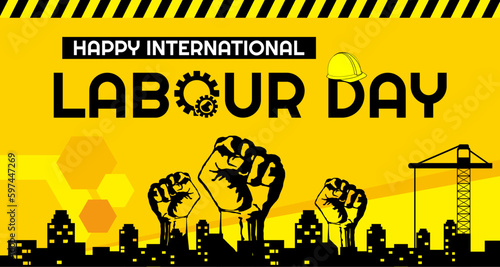 Labour day Banner yellow Vector Eps