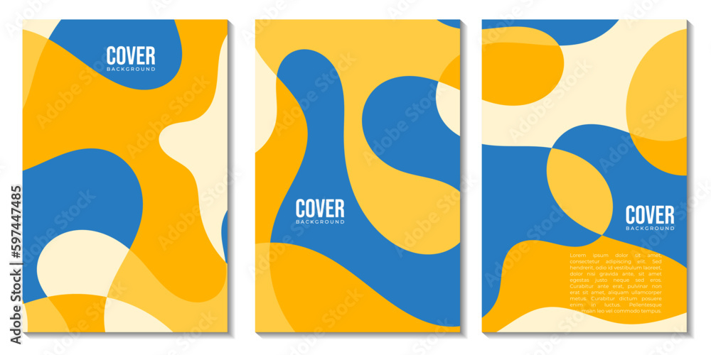 A set of covers with abstract summer colorful art background illustration