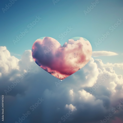 Colorful heart-shaped clouds in the sky