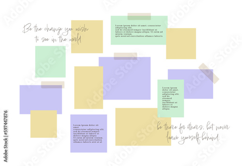 Vector photo collage template moodboard pictures grids vector illustration