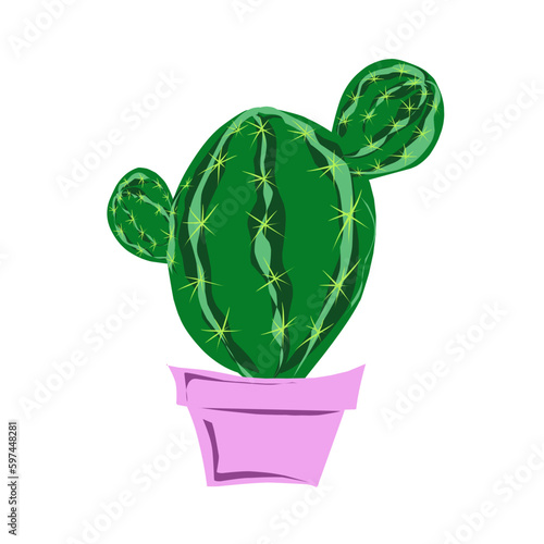 Cactus in a pot, careless flat illustration. Element for design