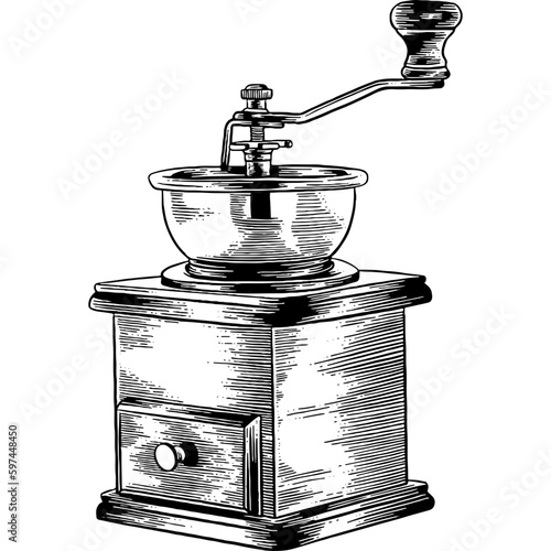 Hand drawn Coffee Grinder Sketch Illustration