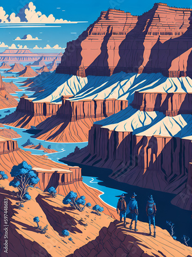 Grand Canyon landscape. AI generated illustration