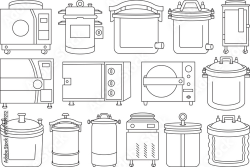Autoclave Machine Outline Bundle,Clip Art