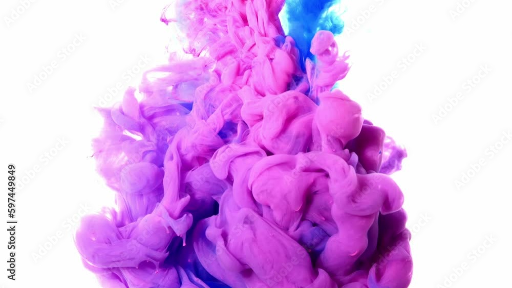Magic mixing of color. Cloud of silky ink in water isolated background. Colorful ink in water, ink drop. Purple, blue, pink Magic mixing of color. Cloud of silky ink in water isolated background. Colorful ink in water, ink drop. Purple, blue, pink