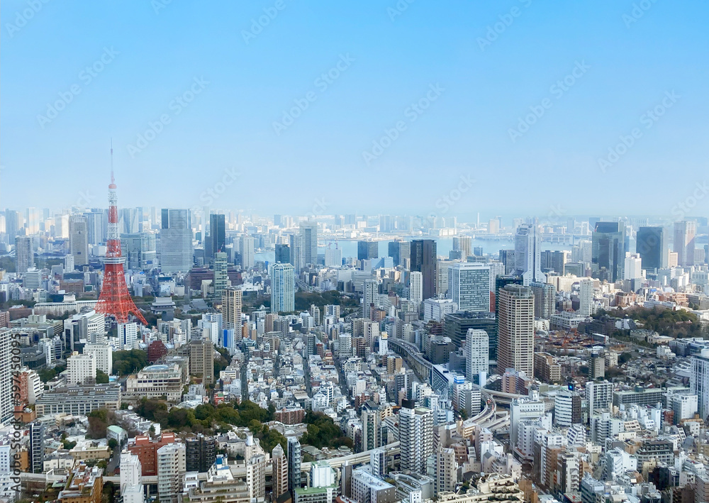 東京タワーの見える六本木周辺の眺め