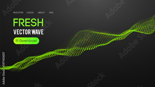 Fresh abstract green background. Green energy gradient mesh. Digital data flow vector background.