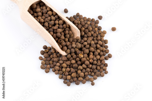 Wooden shovel with black peppercorn