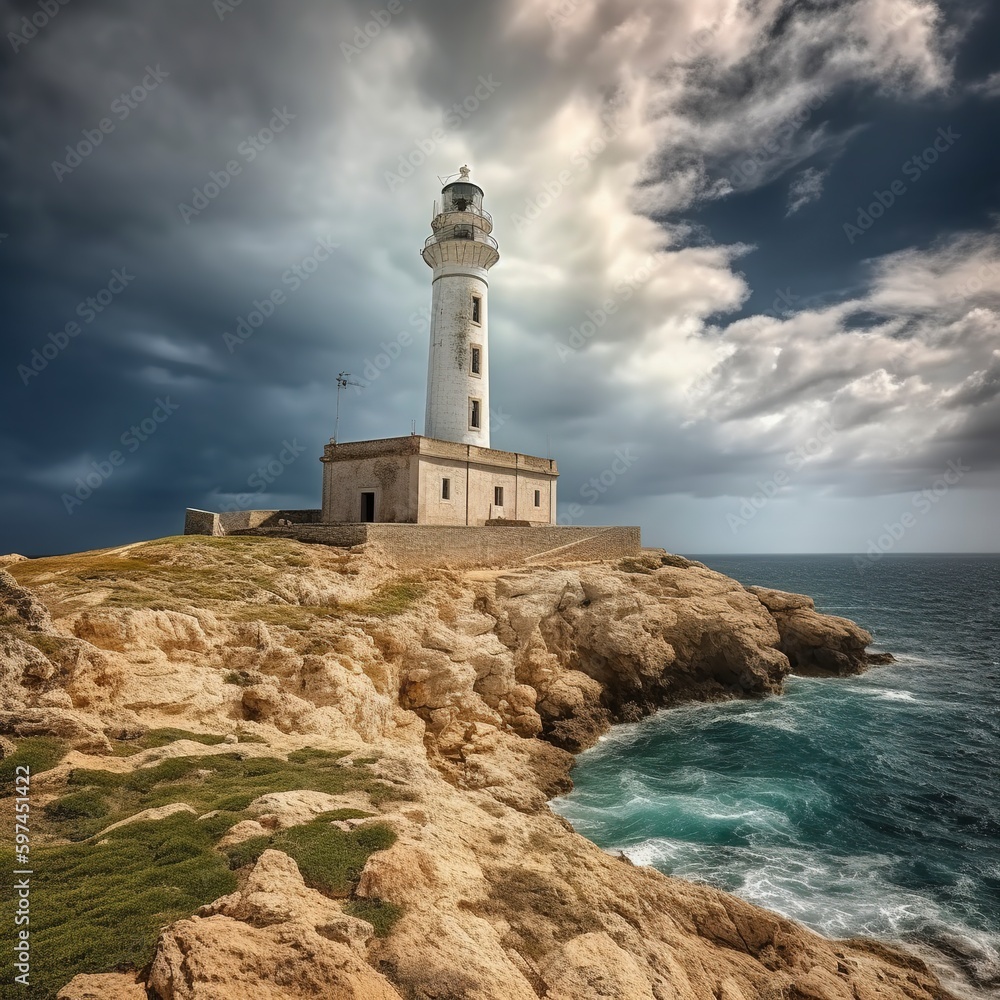lighthouse on the coast of the region sea.